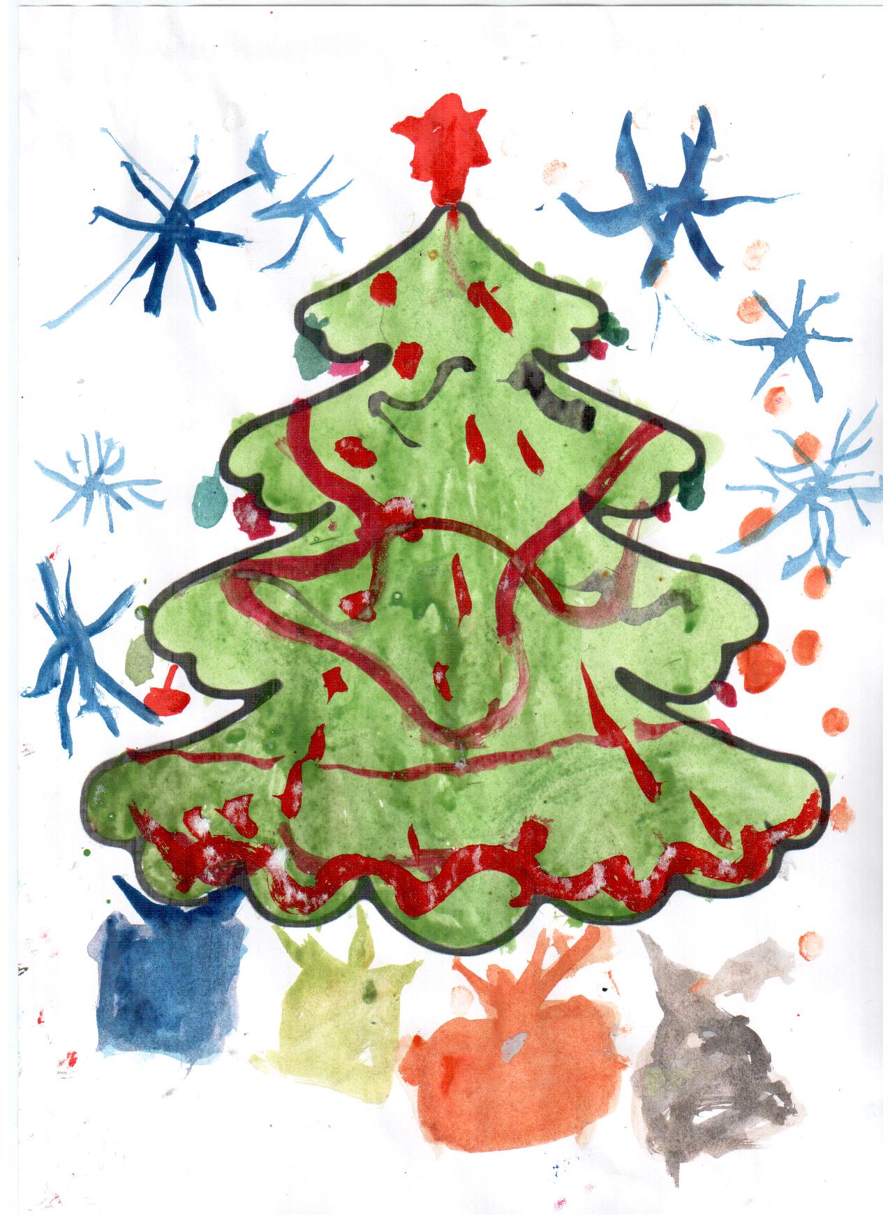 Рисунок новогодней елки детский рисунок